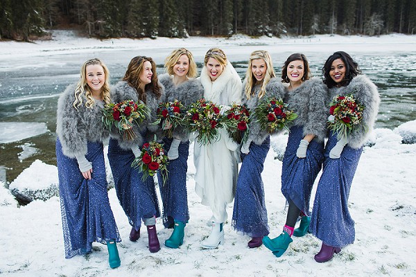 Bride and bridesmaid wellies
