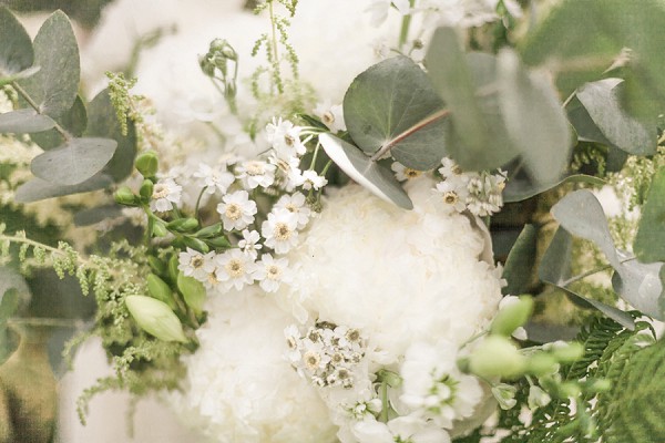 Green and white wedding flowers