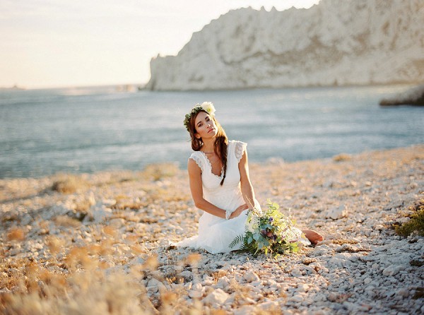 romantic beach bridal shoot
