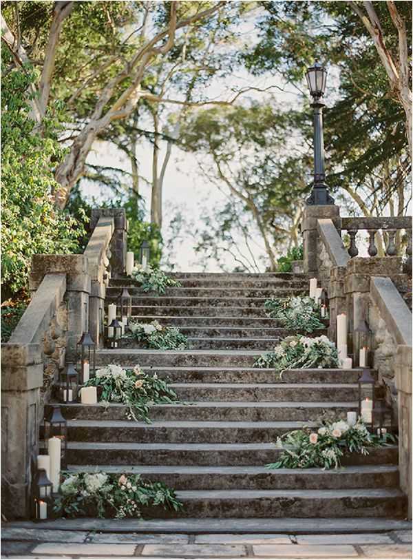 French wedding lighting ideas lanterns stairs