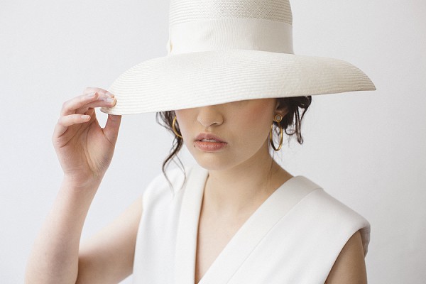 white wedding hat