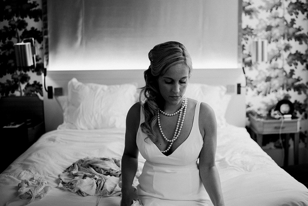 black and white paris wedding photo