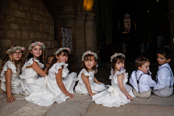 Bordeaux wedding flower girls and page boys