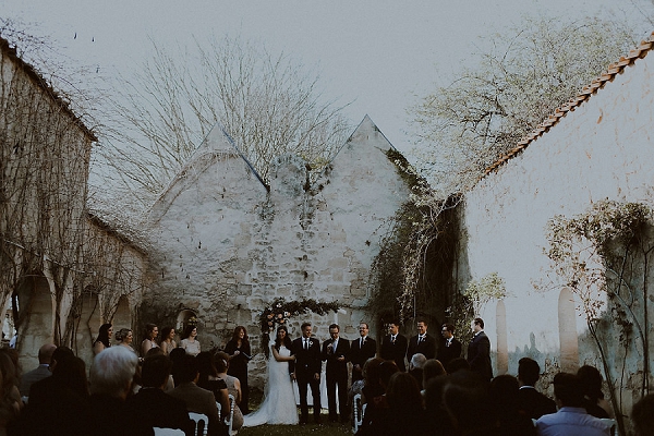 outdoor chateau wedding ceremony