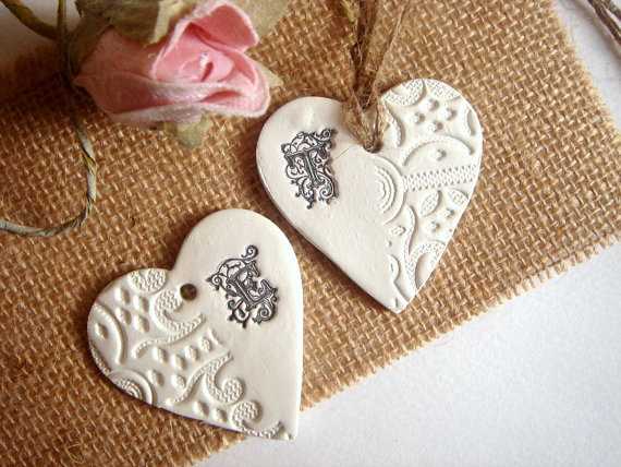 Hearts Monogram Wedding Favour