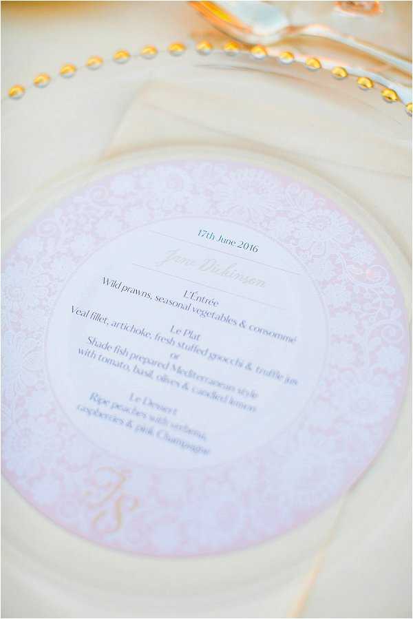 Louise Richardson French Wedding Stationery French Menu Plate