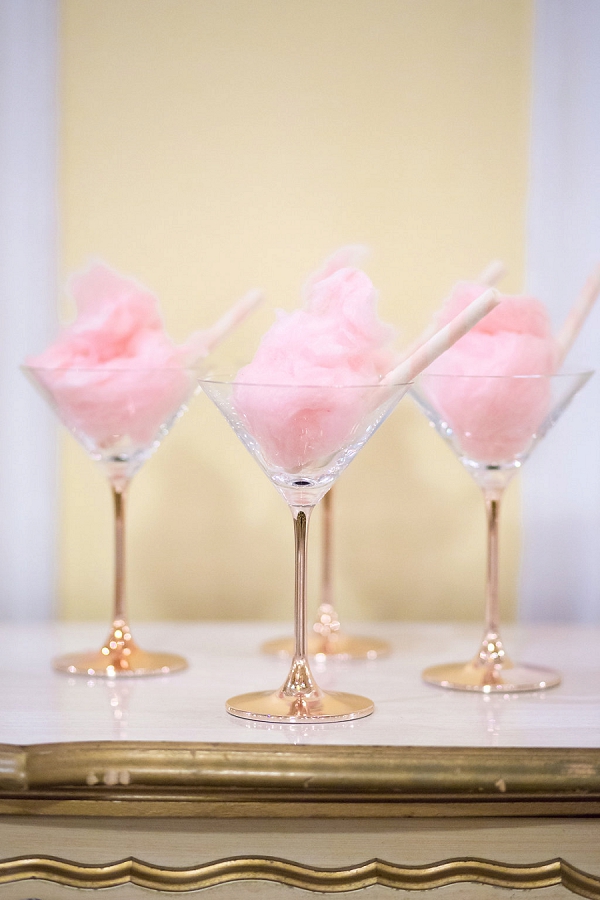 Pink champagne glass candy floss