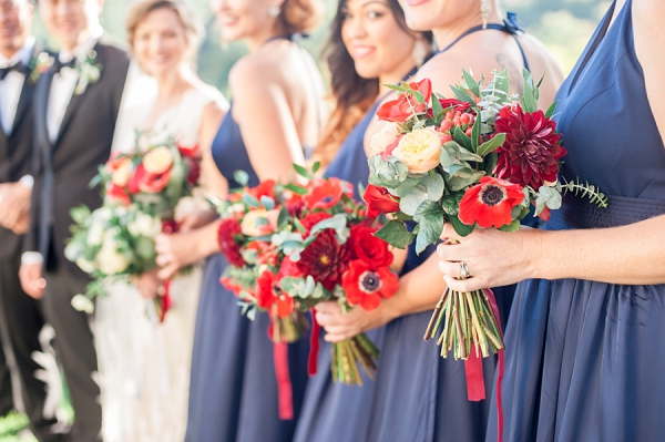 Scarlet bridesmaids bouquets