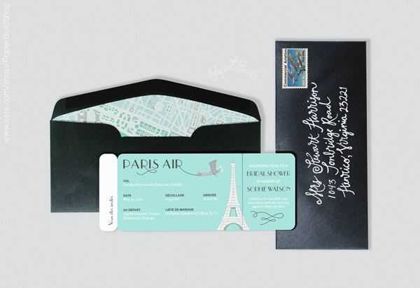 French Wedding Invite Paris Air Boarding Pass