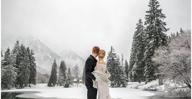 lake wedding french snow alps