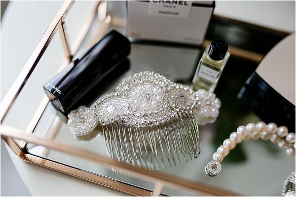 Chateau Bouffemont real wedding diamonte hair clip