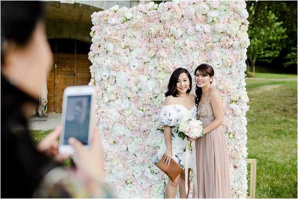 Chateau Bouffemont real wedding flower wall