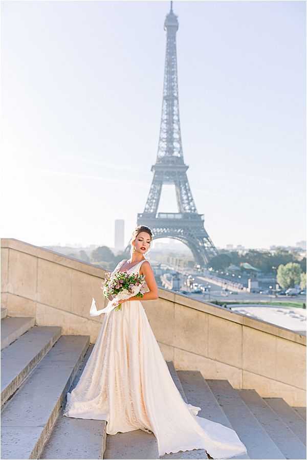 a view to the eiffel at Bridal Photography in Paris