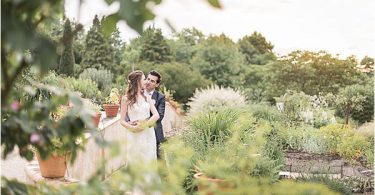 couple on the garden at Destination Wedding Planning in Gascony