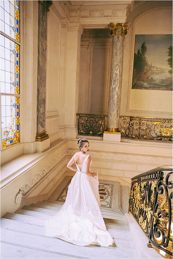 stairs with gold accent at Bridal Photography in Paris