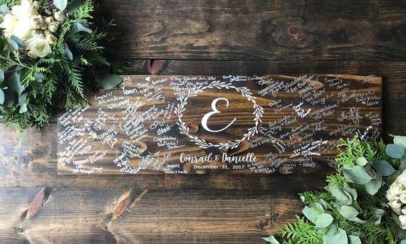 wood wedding guest book book board