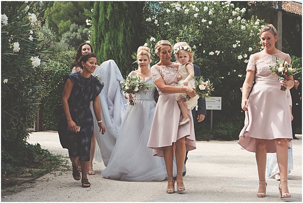 Chateau Wedding in Provence Bride and Bridesmaids en route