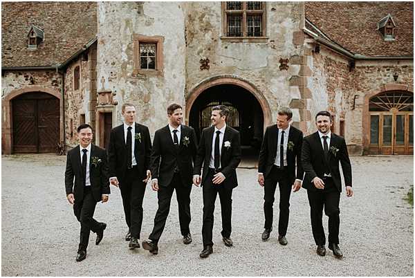 Groom and his entourage for his Wedding in Alsace