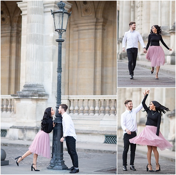 Honeymoon Shoot in Paris Louvre Courtyard