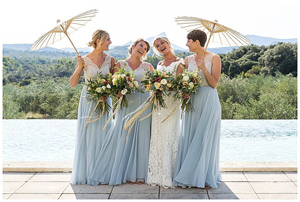 Wedding in Languedoc Rousillion Brides and Bridemaids