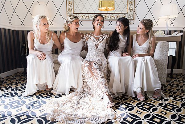 With the bridesmaids at Cap d' Antibes wedding
