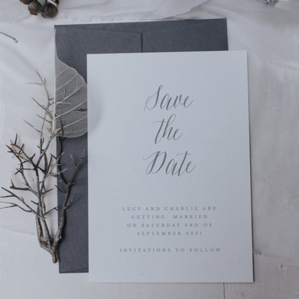 Elegant Grey French Save The Date