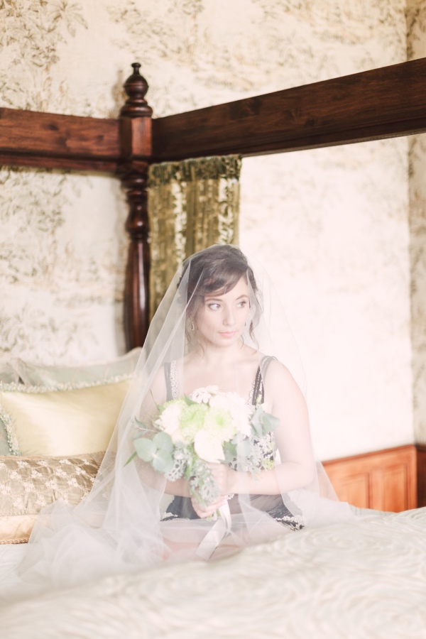 Bride with Veil and Bouquet