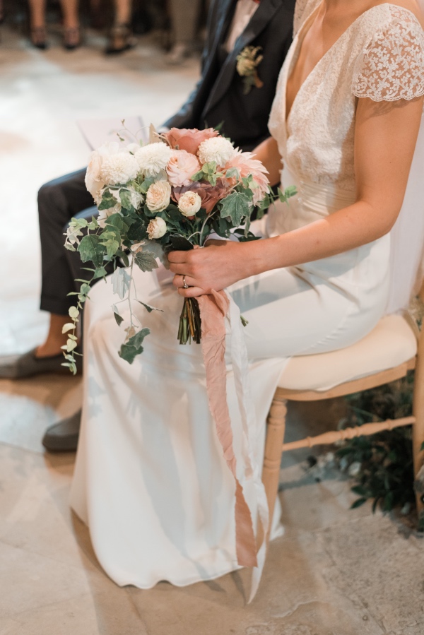 bridal bouquet in church