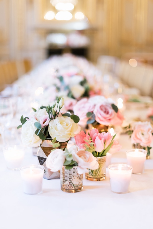 pink and cream floral arrangement