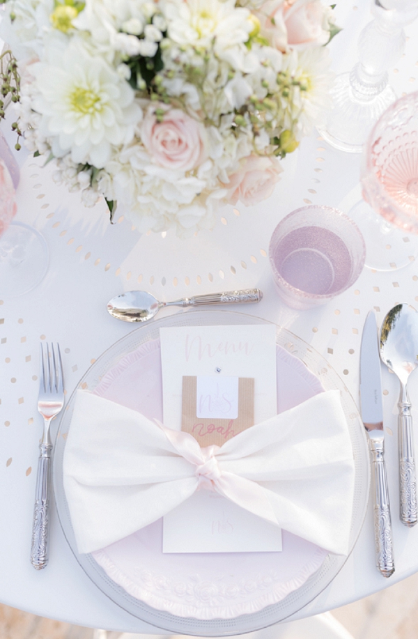 blush and cream wedding table setting