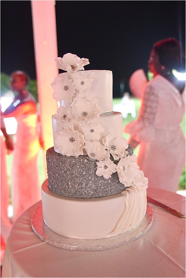 White and Gray Wedding Cake