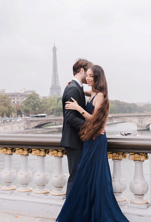 bride and groom to be in Paris