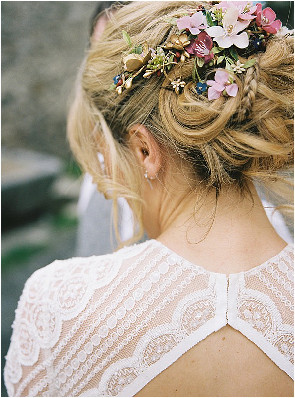 bridal hair up with flowers Images by Alexander J Collins
