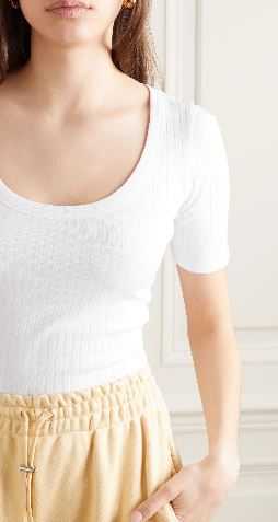 white ribbed tee