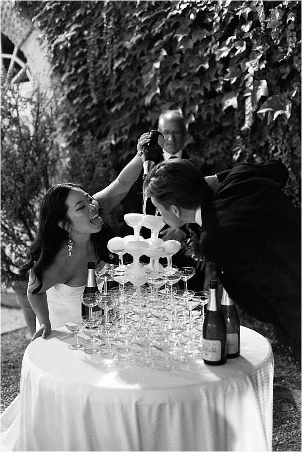 Chic Chateau de Malliac Wedding Champagne Tower