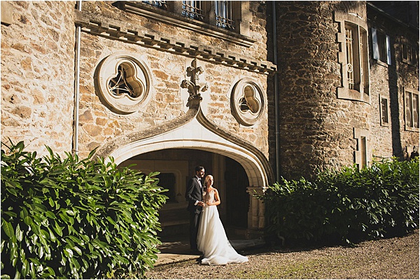 Newlyweds entering the castle