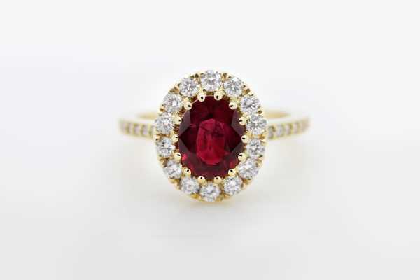 Ruby and Diamond gold engagement ring from Taylor & Hart