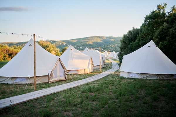 Cotton Wedding Tents in the Lavender Meadows of Domaine de Bres