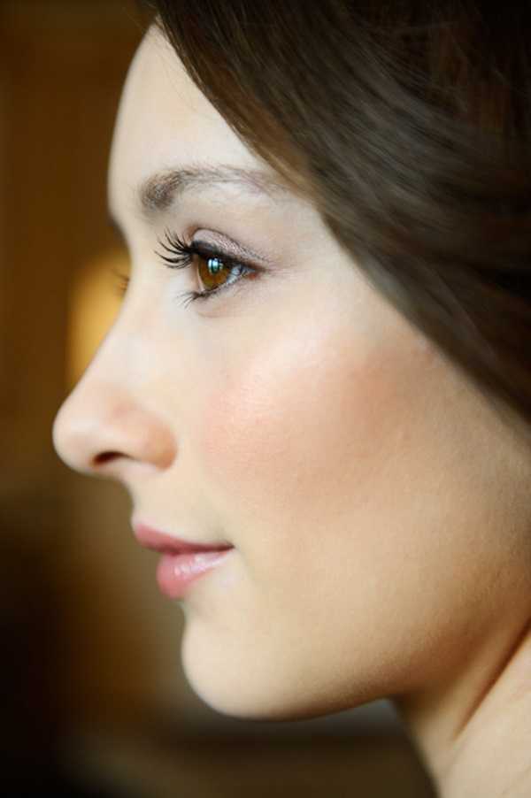 Closeup of Bride with Dewy Complexion Winter Wedding Makeup