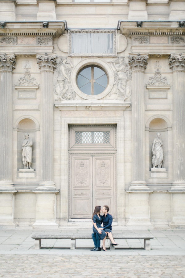 Marine & Guillaume's engagement shoot at the Louvre Palace