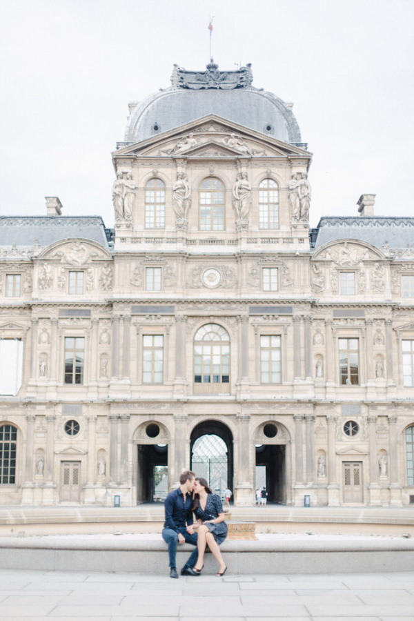 Marine & Guillaume Louvre Palace Engagement Picture 6