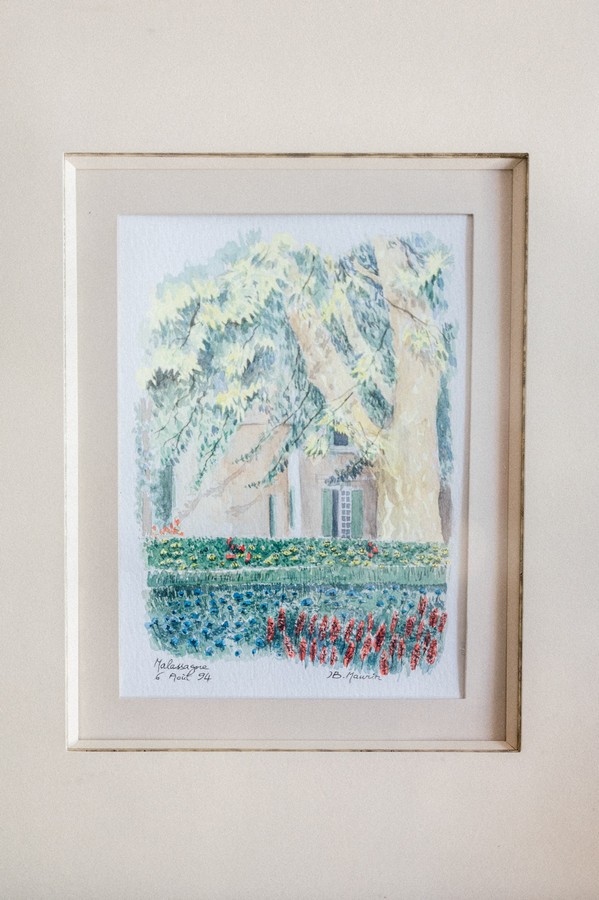 Small watercolour painting in frame