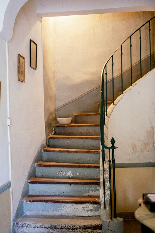 Rustic french stairs inside French home