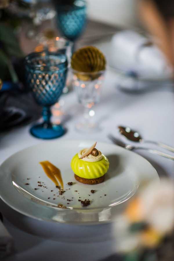 lime wedding dessert on wedding table