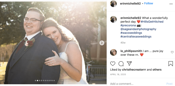 #HillsGetHitched instagram screenshot of married couple