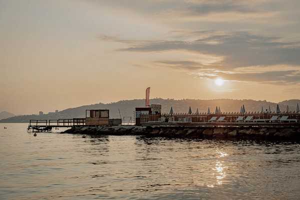 view of water and wharf in Epi Beach, Antibes