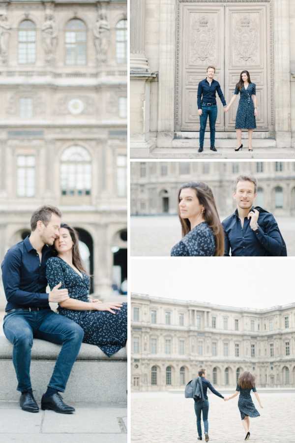 Engagement Shoot at the Pyramide du Louvre Collage