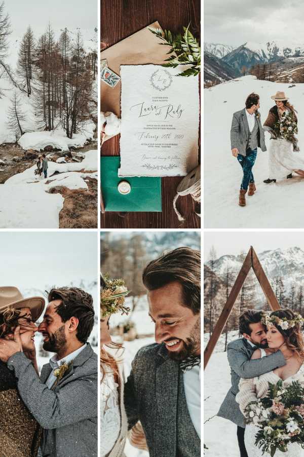 Snowy Vow Renewal In The French Alps Collage