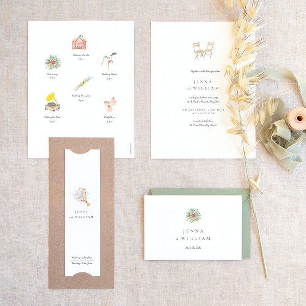 Watercolour themed wedding stationery