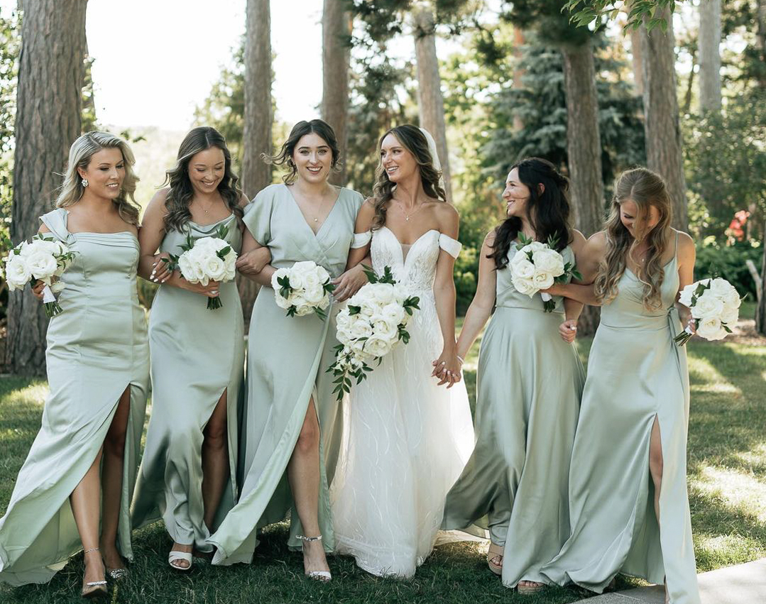 Sage Green Bridesmaid Dresses Mermaid Removable Train One Shoulder ...